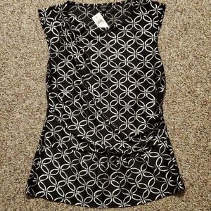𝅺ANN Taylor Sleeveless Black & Silver Top Sz S NWT